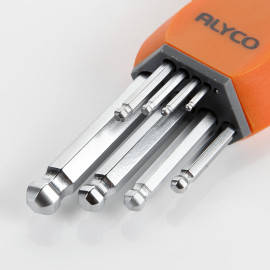 JEU DE 9 CLÉS ALLEN À BOULE SUR SUPPORT PLASTIQUE ALYCO ORANGE